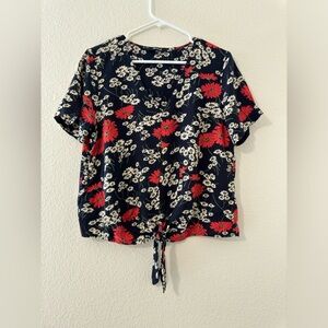 Madewell Floral Top with tie, Size Small